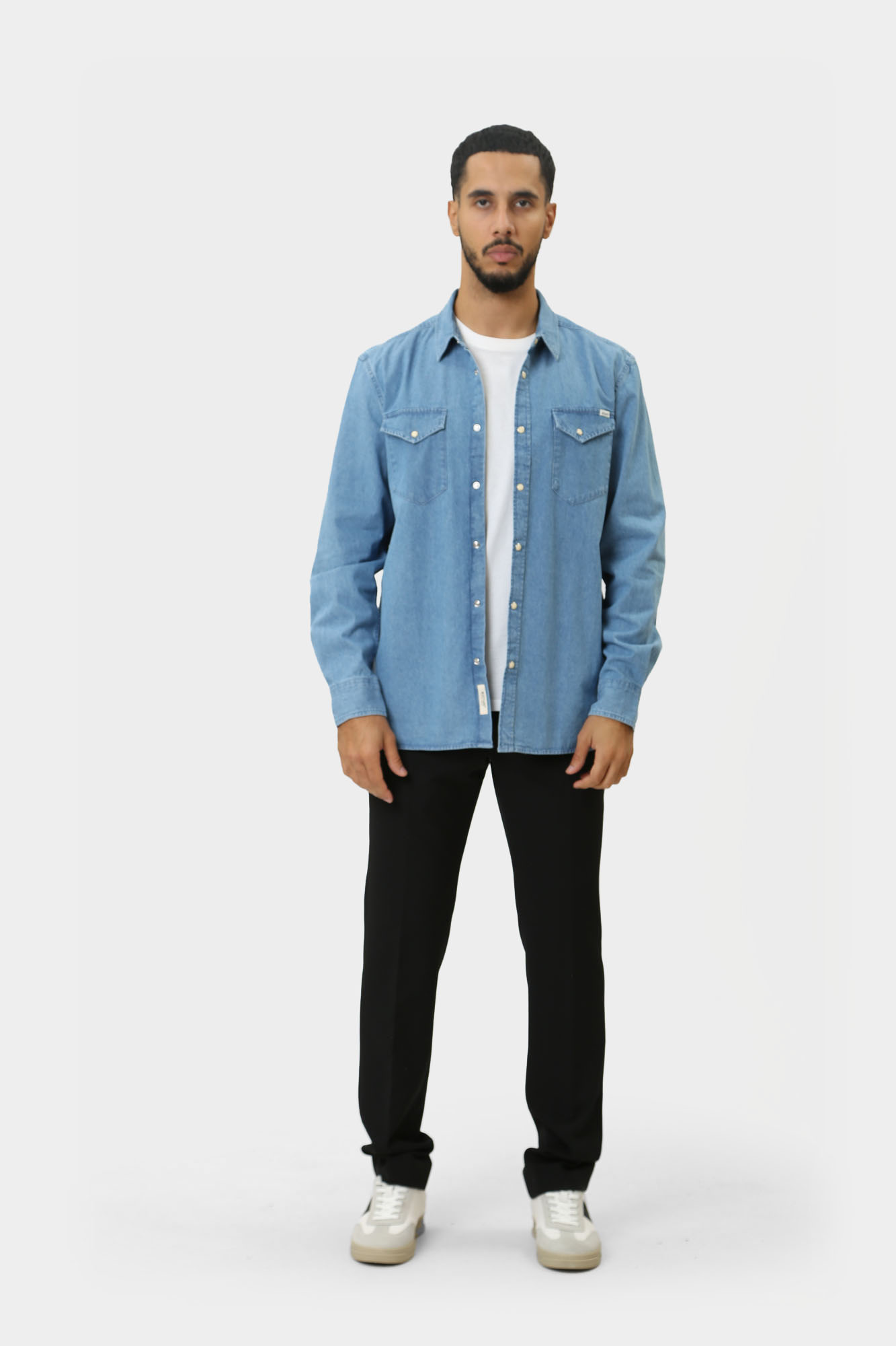 1015616-5000 Рубашка джинсовая д/р Mustang Синий