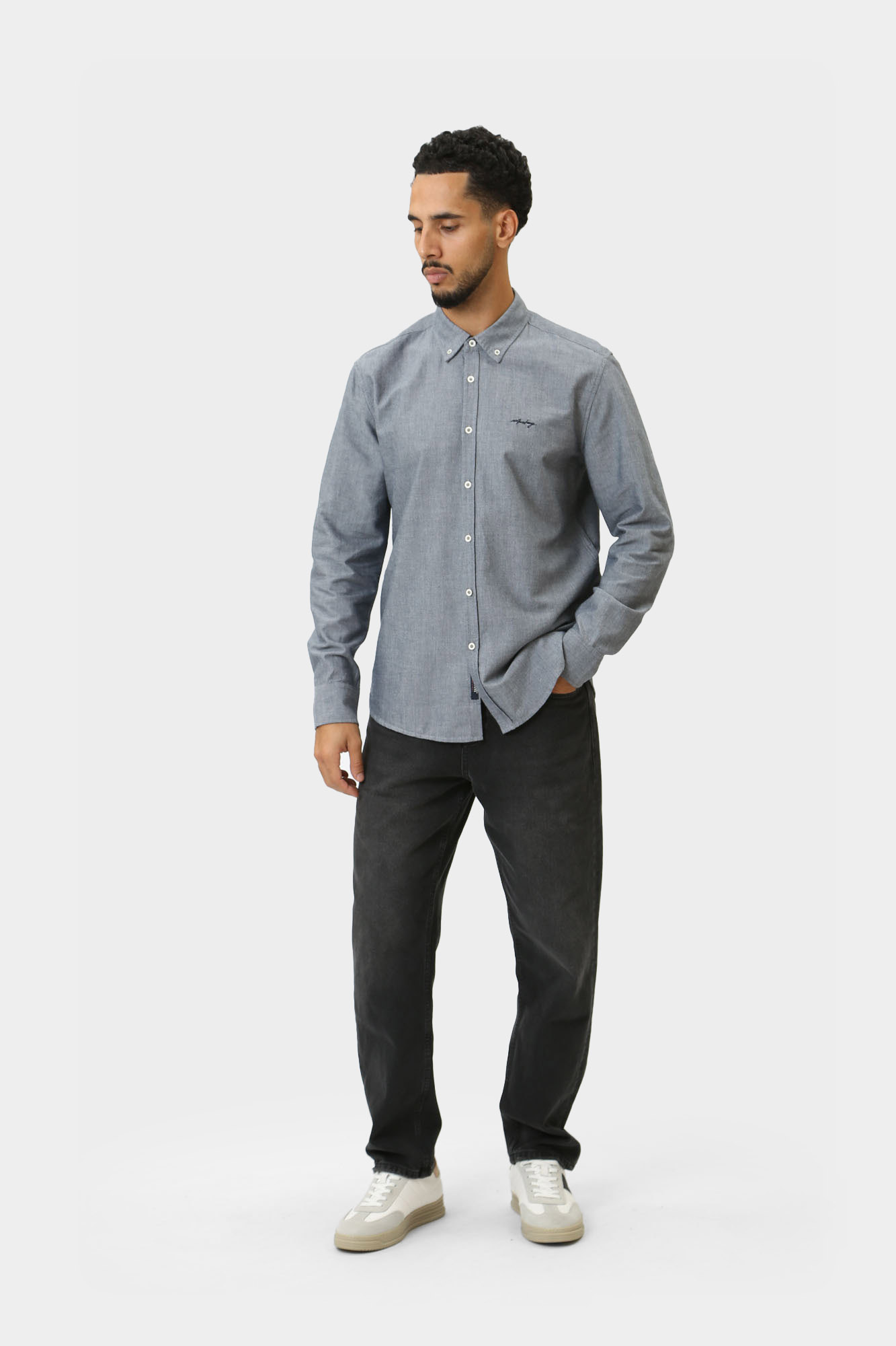 1015620 Рубашка д/р Mustang Синий