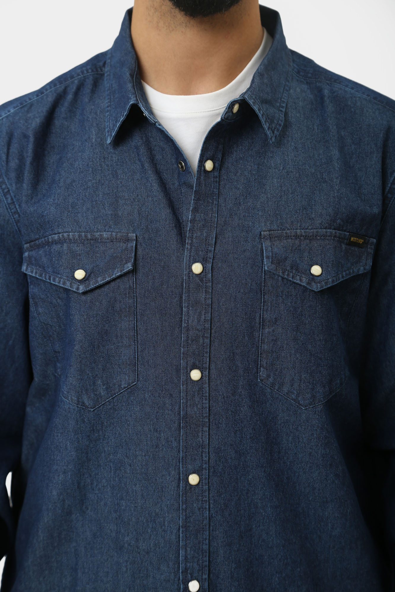 1015616-5000 Рубашка джинсовая д/р Mustang Синий