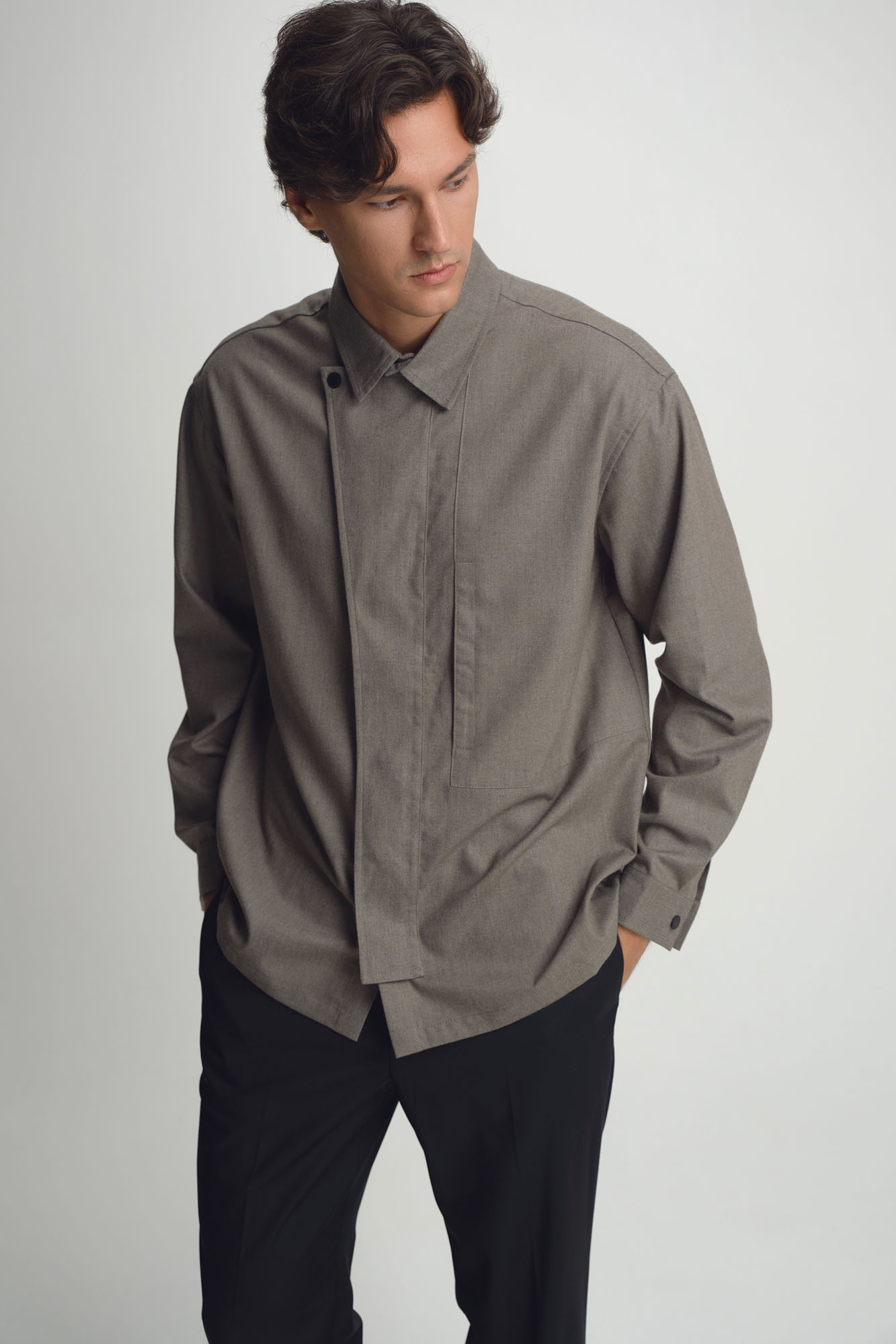 M-252-TH-56-2203 Рубашка д/р The Hills Серый