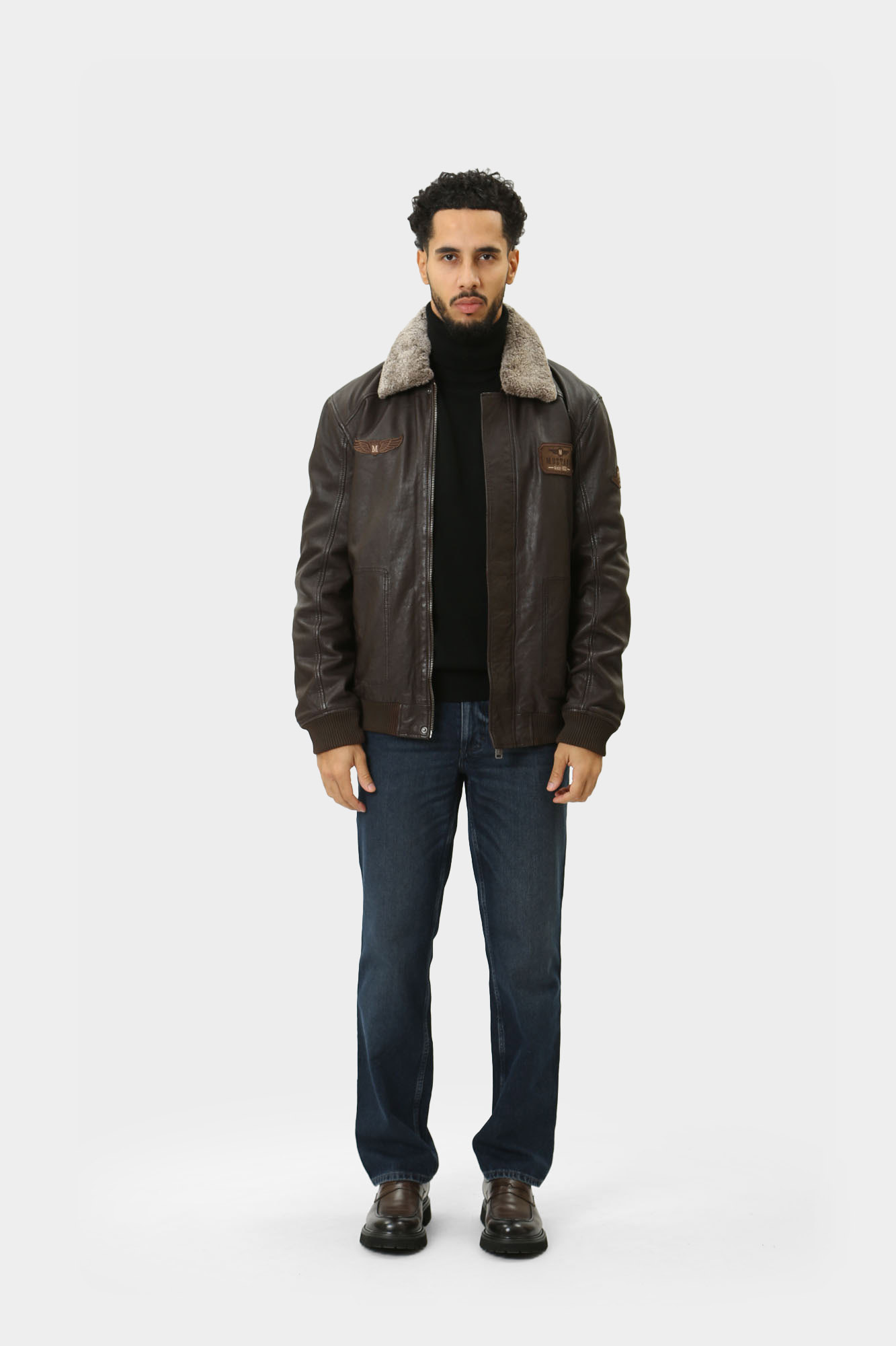 MU-M242-215 Куртка кожаная Mustang Коричневый